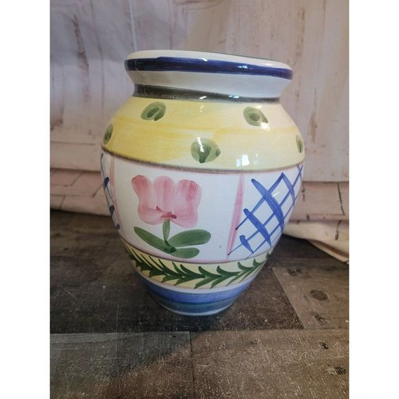 Large ceramic floral painted vase Vine dot Decor home - Picture 2 of 6